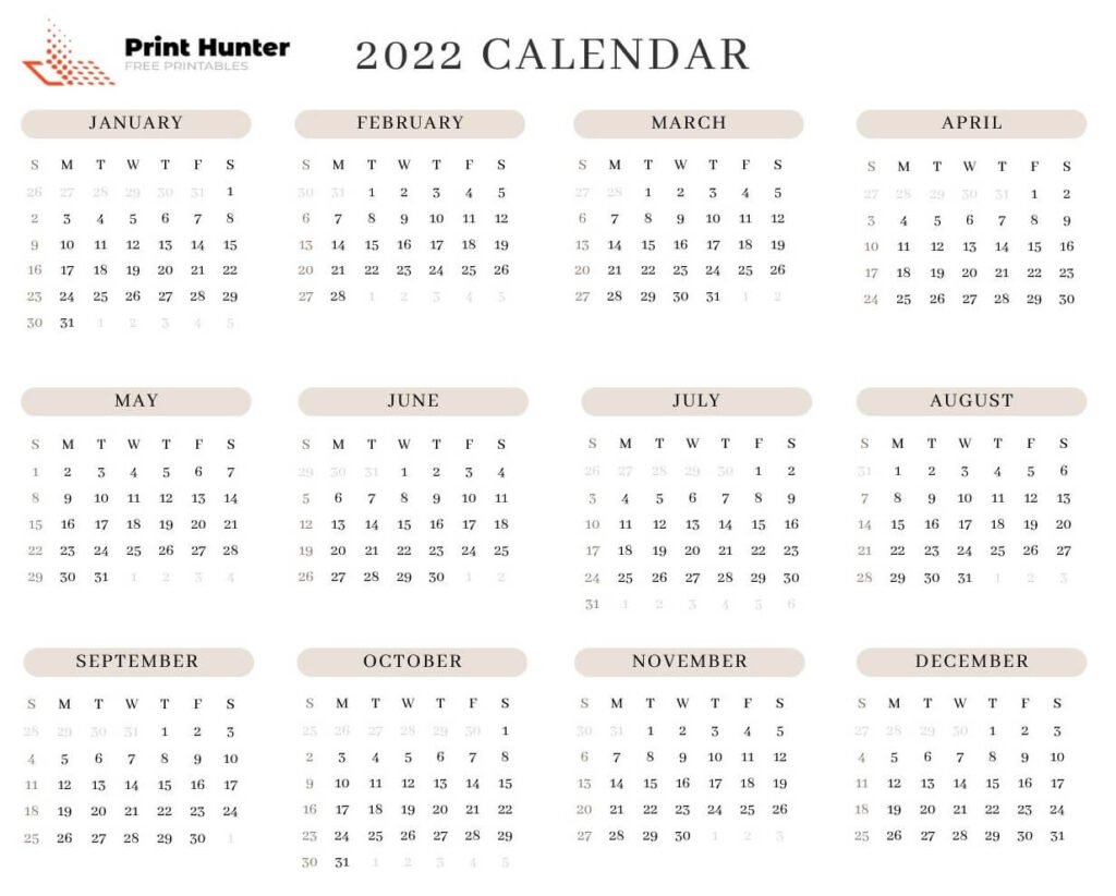 2022 Calendar Landscape