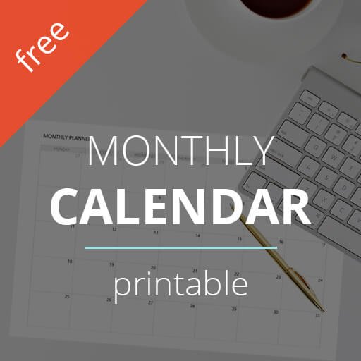 Printable monthly calendar