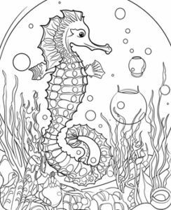 Coloring book page underwater scene 2