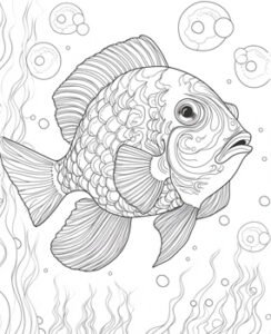 Coloring book page underwater scene 3
