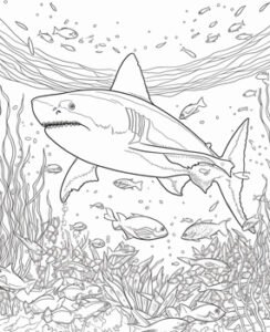 Coloring book page underwater scene 4