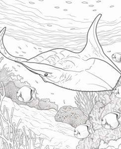 Coloring book page underwater scene 5
